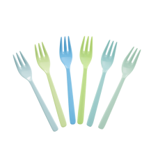 Set of 6 Melamine Forks In Blue and Greens Rice DK